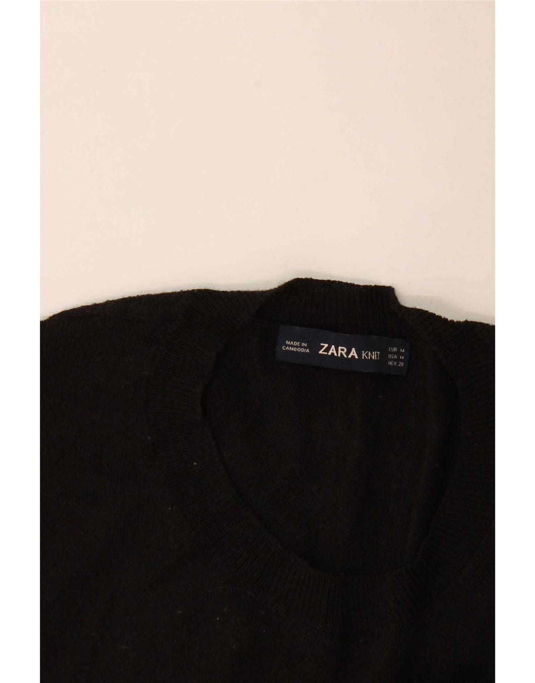Zara Γυναικείο πουλόβερ με λαιμόκοψη UK 14 Medium Μαύρο