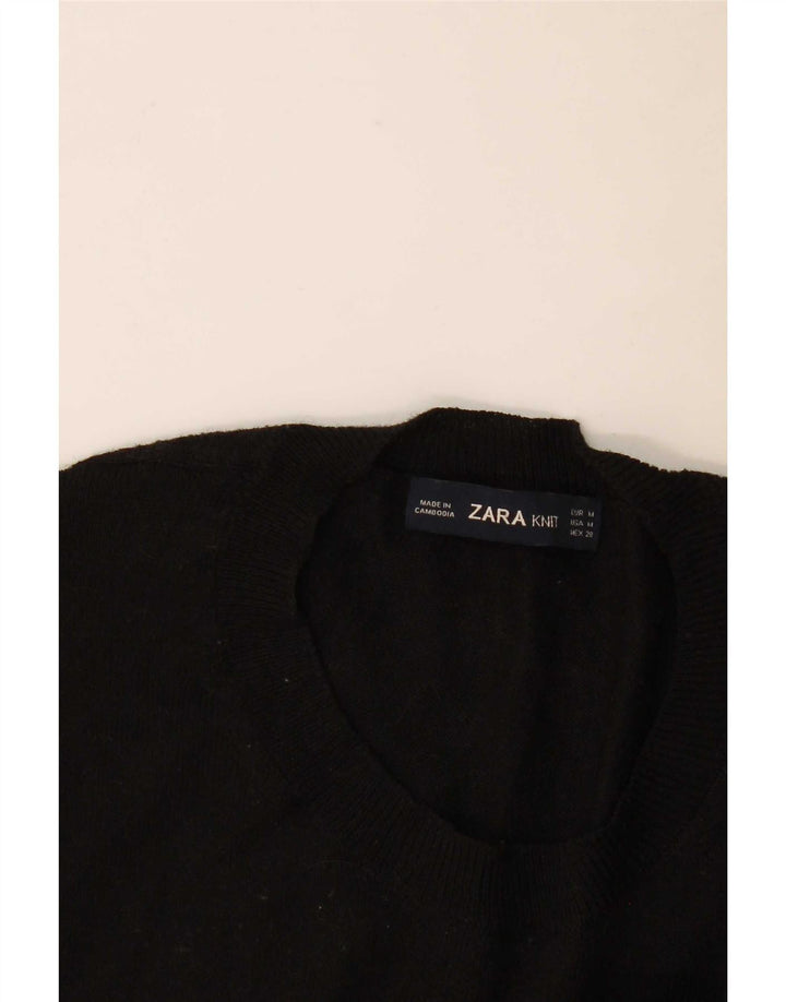 Zara Γυναικείο πουλόβερ με λαιμόκοψη UK 14 Medium Μαύρο