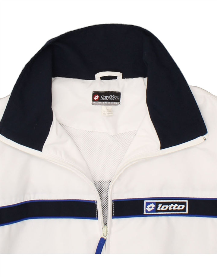 LOTTO Boys Tracksuit Top Jacket 13-14 Years Large  White Colourblock Vintage Lotto and Second-Hand Lotto from Messina Hembry 