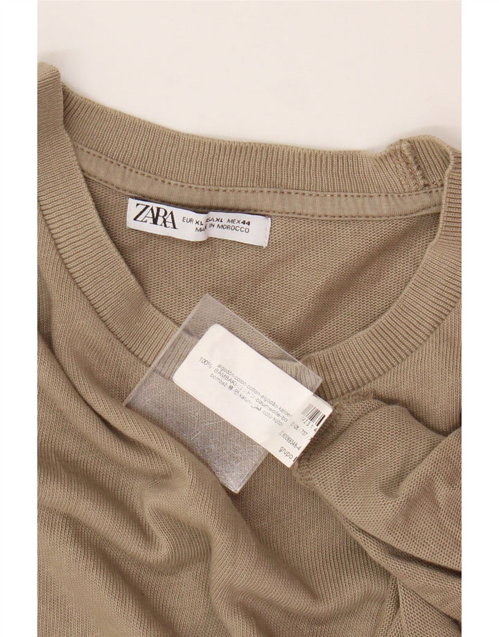 Zara Ανδρικό T-Shirt Top XL Beige Cotton