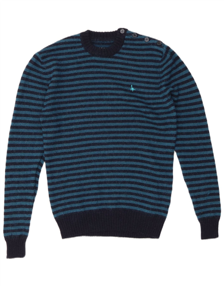 Ανδρικό πουλόβερ με λαιμόκοψη JACK WILLS Μικρό μάλλινο ριγέ μπλε Navy