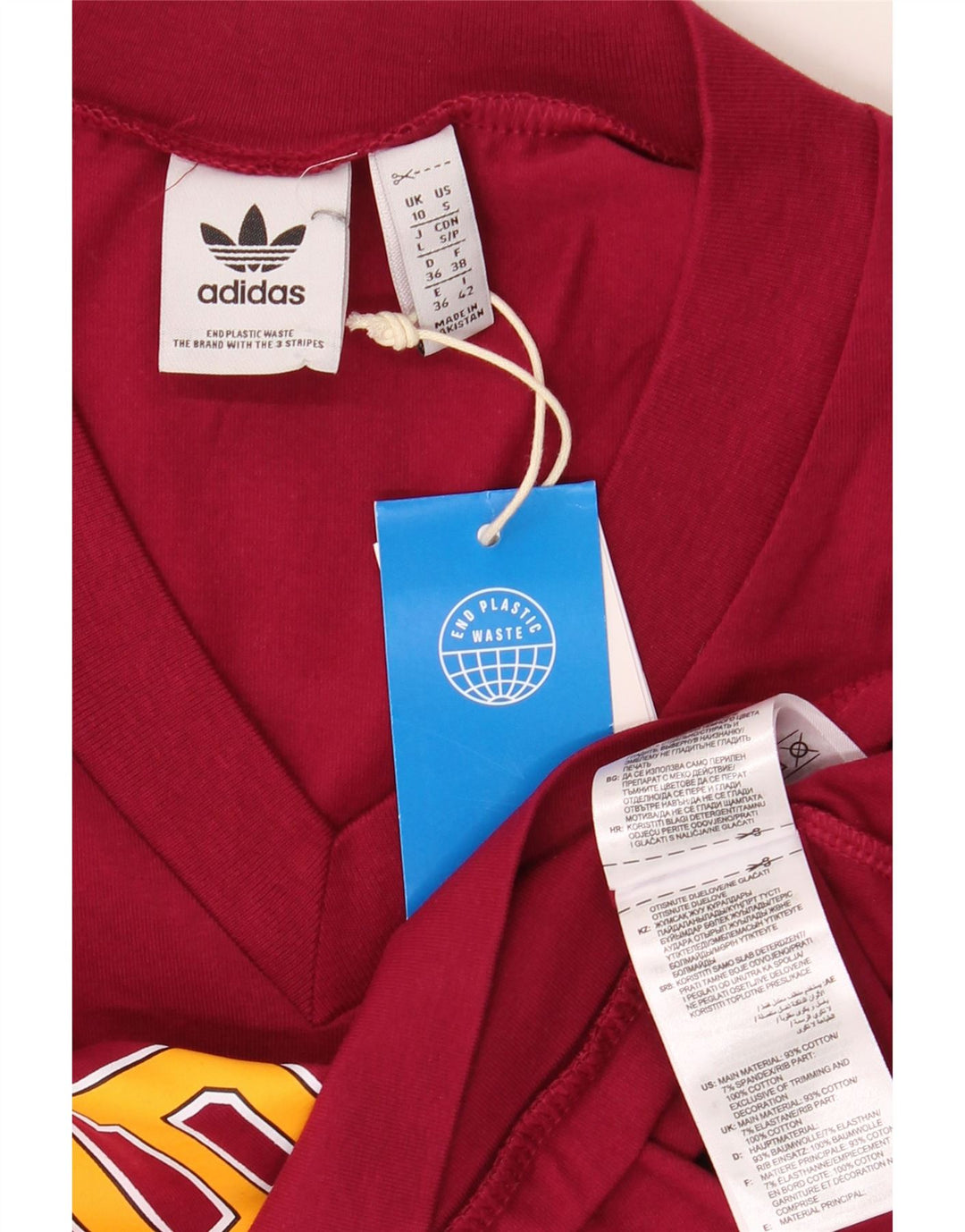 Γυναικείο γραφικό γιλέκο ADIDAS Crop τοπ UK 10 Small μπορντό βαμβακερό