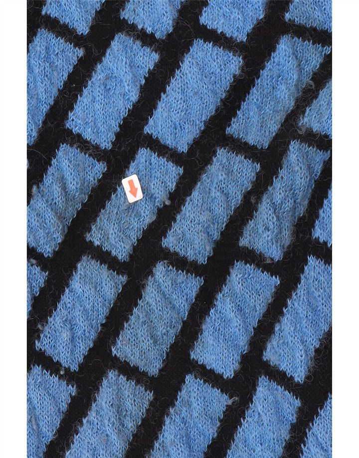Vintage Γυναικείο Longline Oversized Ζακέτα UK 14 Medium Blue Check