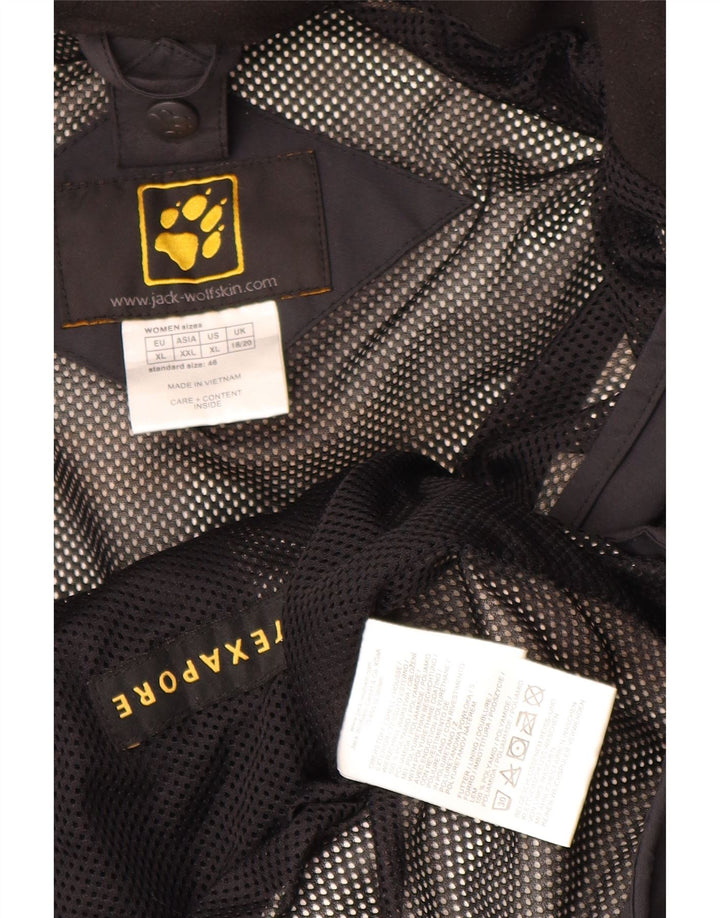 Jack Wolfskin Γυναικείο Oversized Αδιάβροχο Μπουφάν UK 18/20 XL Μαύρο Πολυαμίδιο