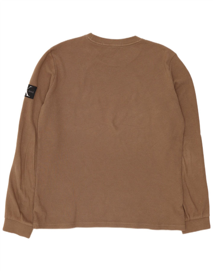 Calvin Klein Ανδρικό μακρυμάνικο μπλουζάκι 2XL καφέ βαμβακερό