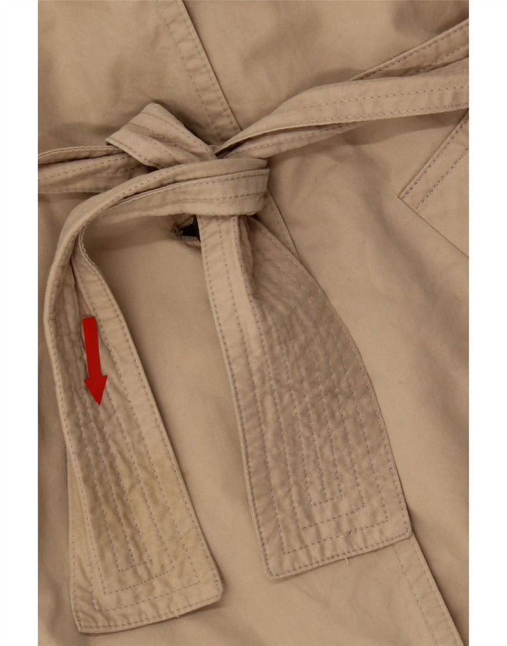 Vintage Γυναικεία Σαββατοκύριακο oversized καμπαρντίνα UK 8 Μικρό μπεζ βαμβακερό