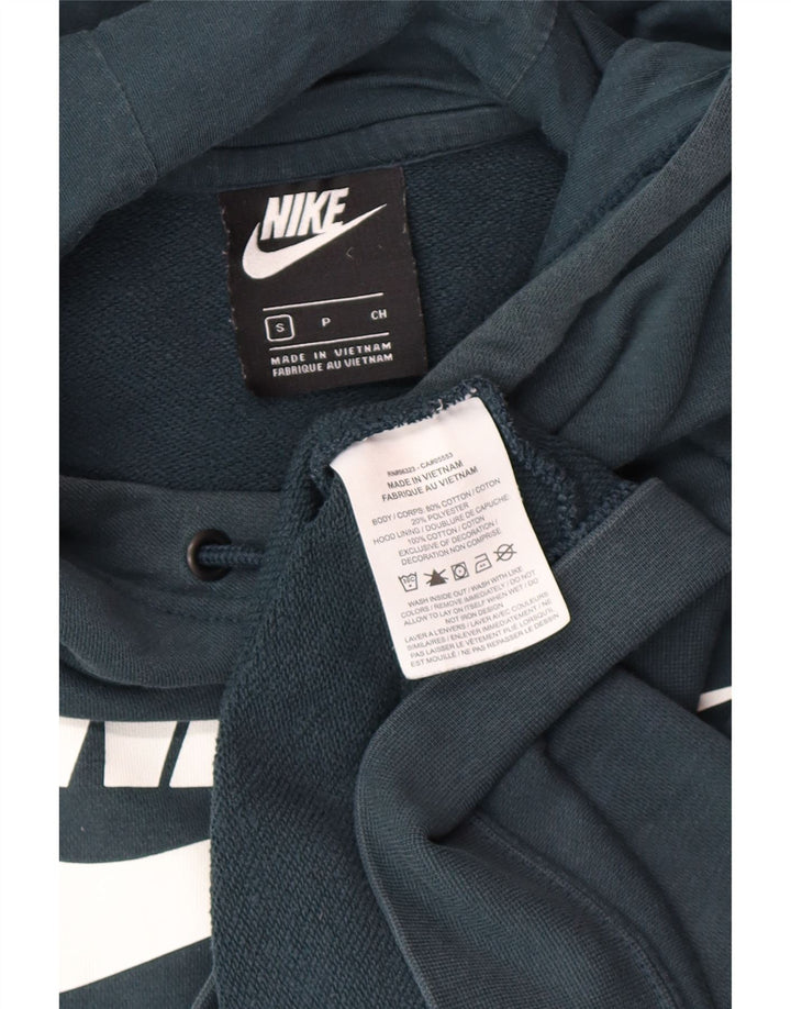 Ανδρικό γραφικό μπλουζάκι με κουκούλα Nike, μικρό μπλε βαμβακερό