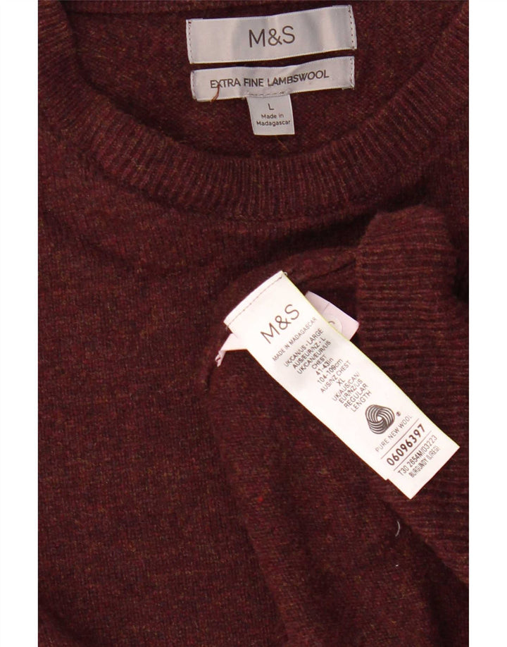 Marks & Spencer Ανδρικό πουλόβερ με λαιμόκοψη, μεγάλο μαλλί μπορντό