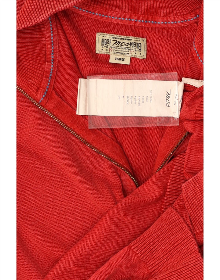 MARLBORO CLASSICS Mens Zip Neck Jumper Sweater XL Red Cotton Vintage Marlboro Classics and Second-Hand Marlboro Classics from Messina Hembry 