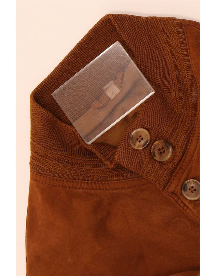 Vintage Ανδρικό Suede Bomber Jacket IT 50 Large Brown