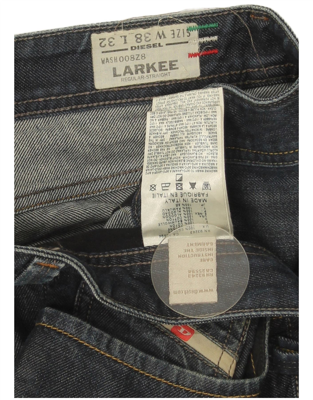 Diesel Ανδρικό Larkee Regular Straight Jeans W38 L32 Μπλε βαμβακερό