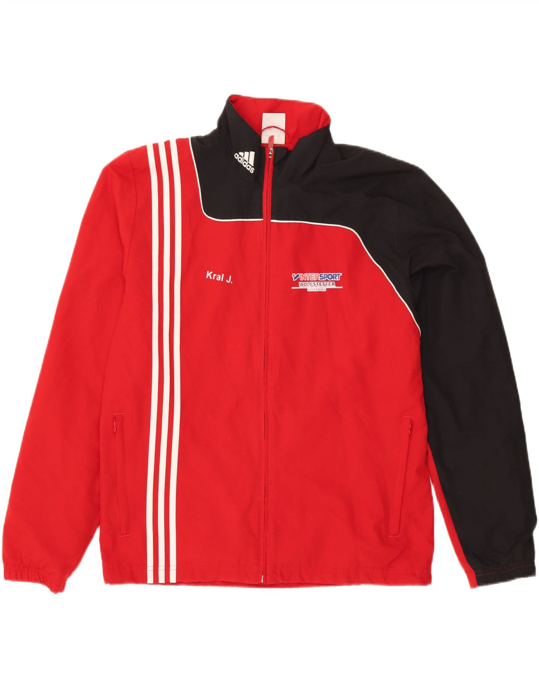 ADIDAS Mens Graphic Tracksuit Top Jacket UK 42/44 Medium Red Colourblock Vintage Adidas and Second-Hand Adidas from Messina Hembry 