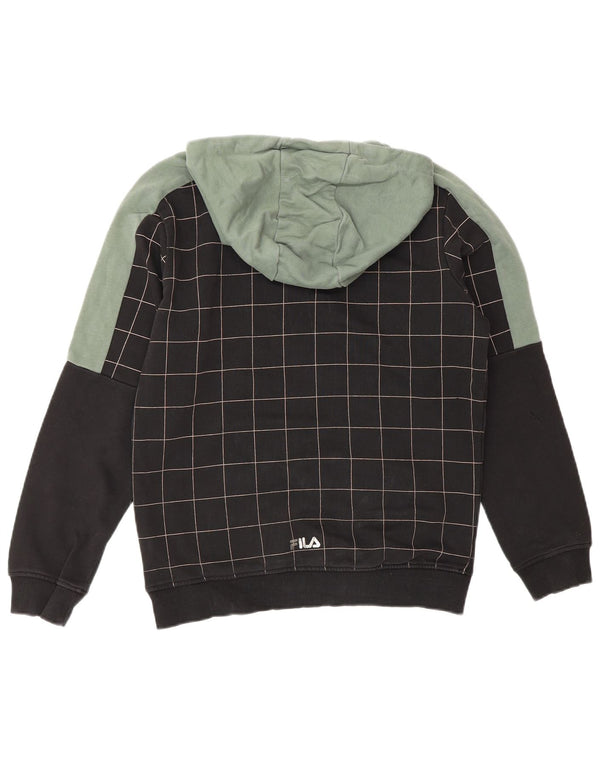 Fila Boys Graphic Hoodie Jumper 13-14 Years Black Colourblock Cotton