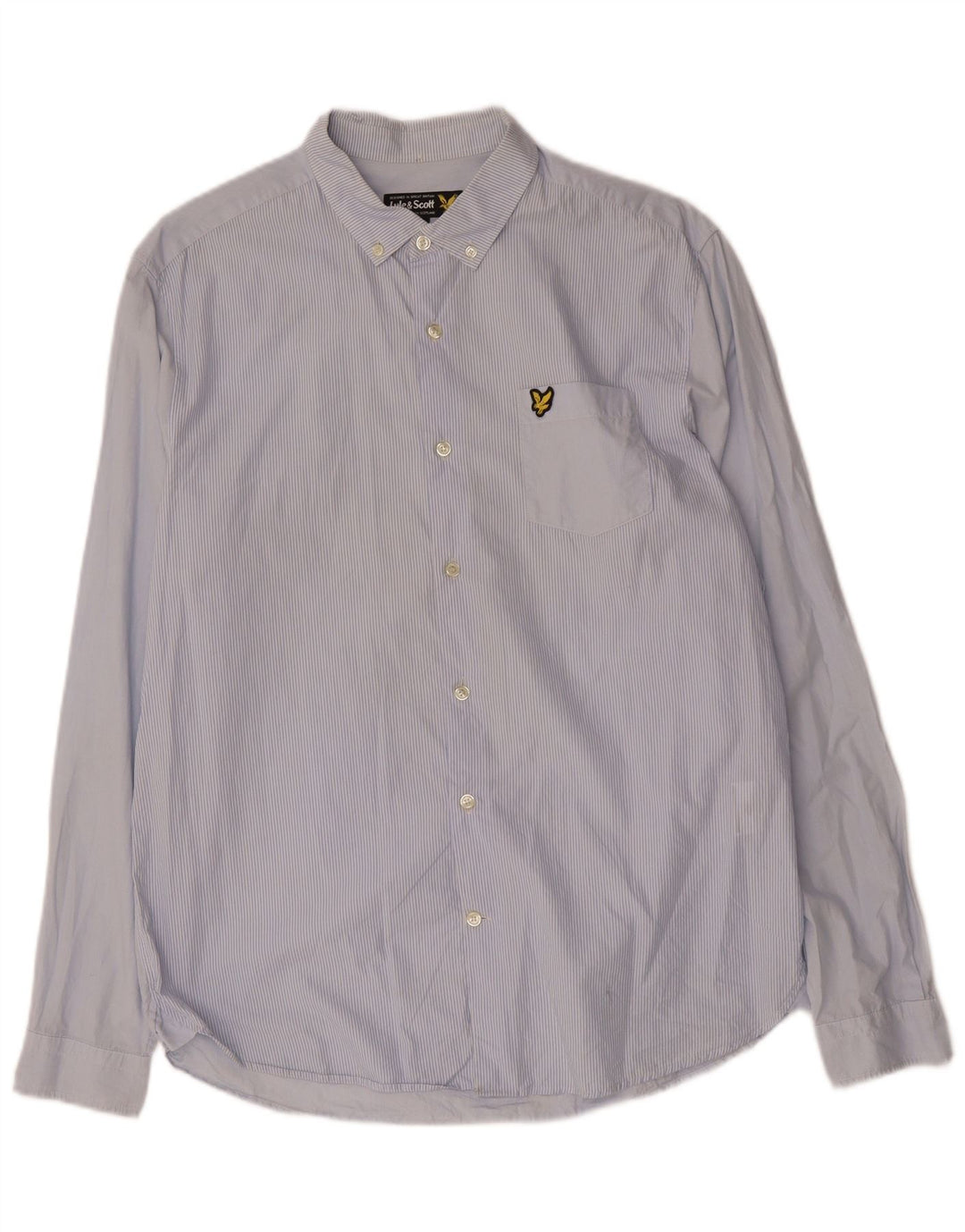 LYLE & SCOTT Mens Shirt Large Blue Pinstripe Cotton