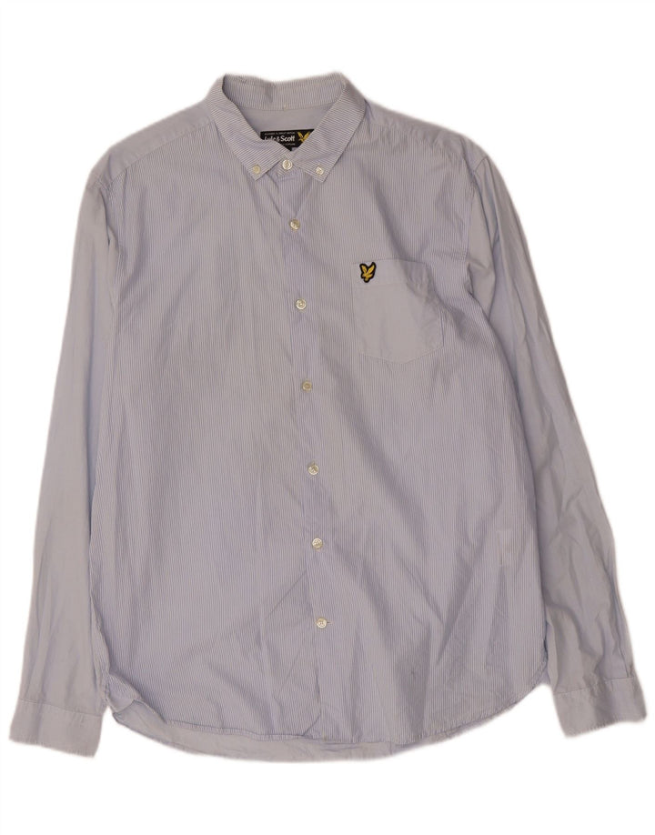 LYLE & SCOTT Mens Shirt Large Blue Pinstripe Cotton