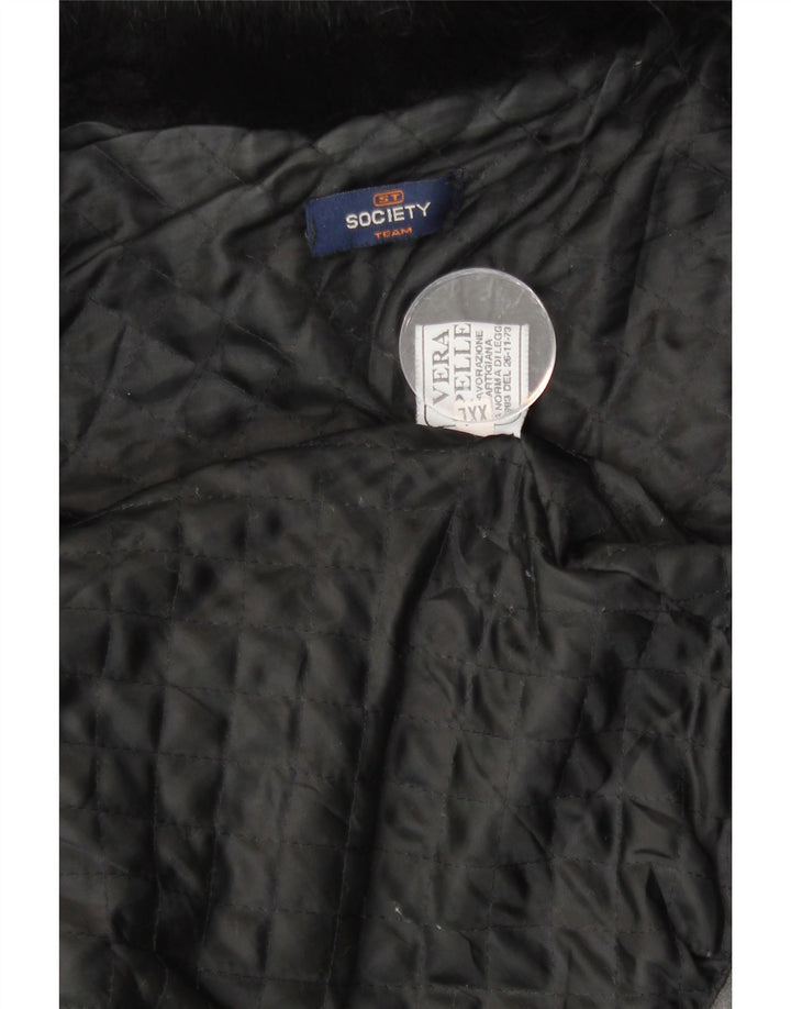 Society Γυναικείο Δερμάτινο Μπουφάν UK 20 2XL Μαύρο Δερμάτινο