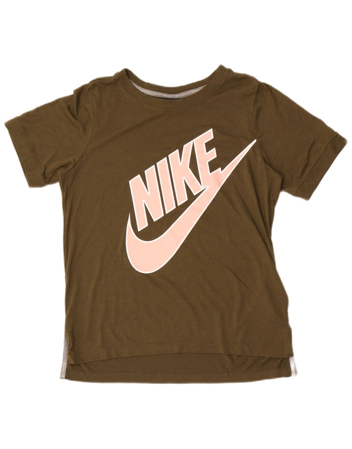 Γυναικείο γραφικό μπλουζάκι Nike Top UK 10 Small Khaki Polyester