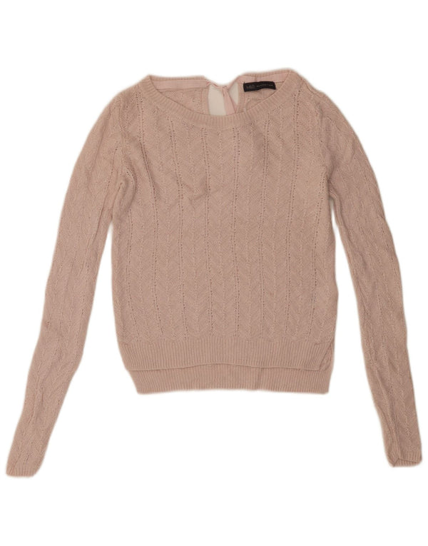 MARKS & SPENCER Γυναικείο Crop Boat Neck Jumper UK 8 Small Pink