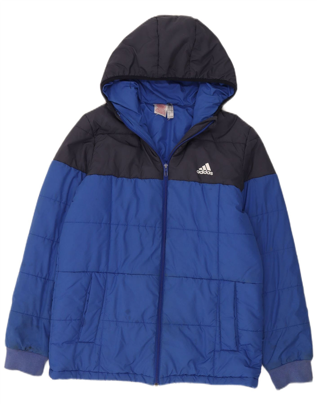 Μπουφάν Adidas Boys με κουκούλα με επένδυση 15-16 ετών μπλε πολυεστέρας