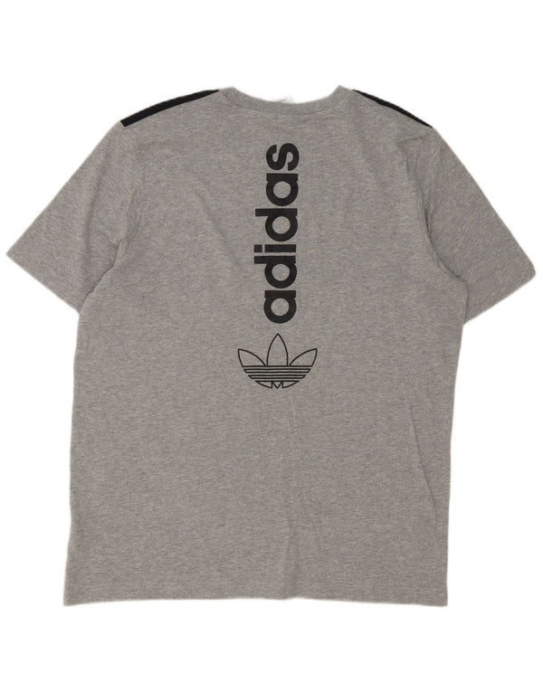 Ανδρικό γραφικό T-Shirt Adidas Top Large Grey Colourblock Βαμβακερό