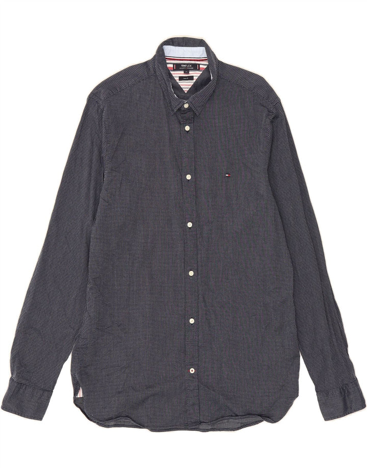 TOMMY HILFIGER Mens Slim Fit Shirt Medium Blue Check Cotton Vintage Tommy Hilfiger and Second-Hand Tommy Hilfiger from Messina Hembry 