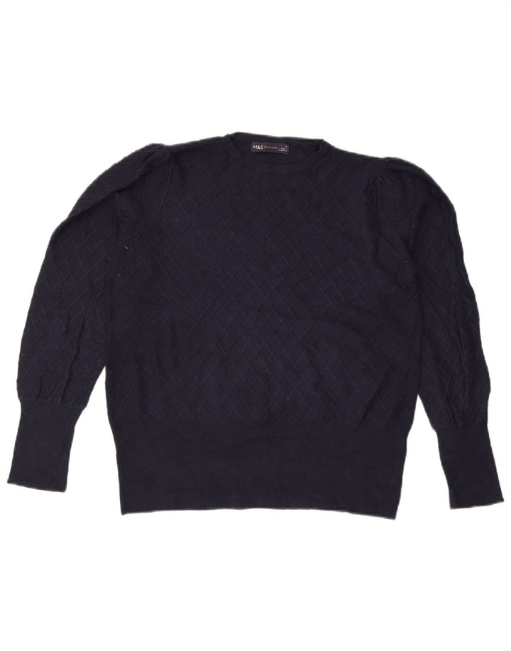 Marks & Spencer Γυναικείο πουλόβερ με λαιμόκοψη UK 14 Medium Navy Blue
