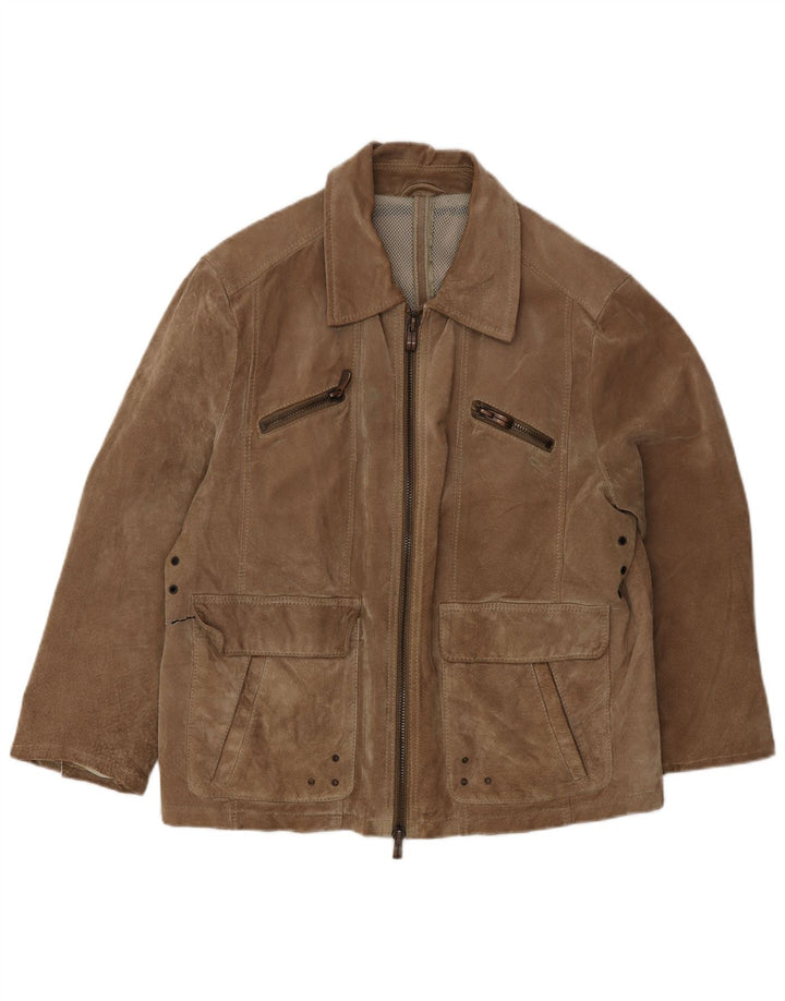 Vintage Ανδρικό Suede Jacket IT 50 Large Brown Δερμάτινο