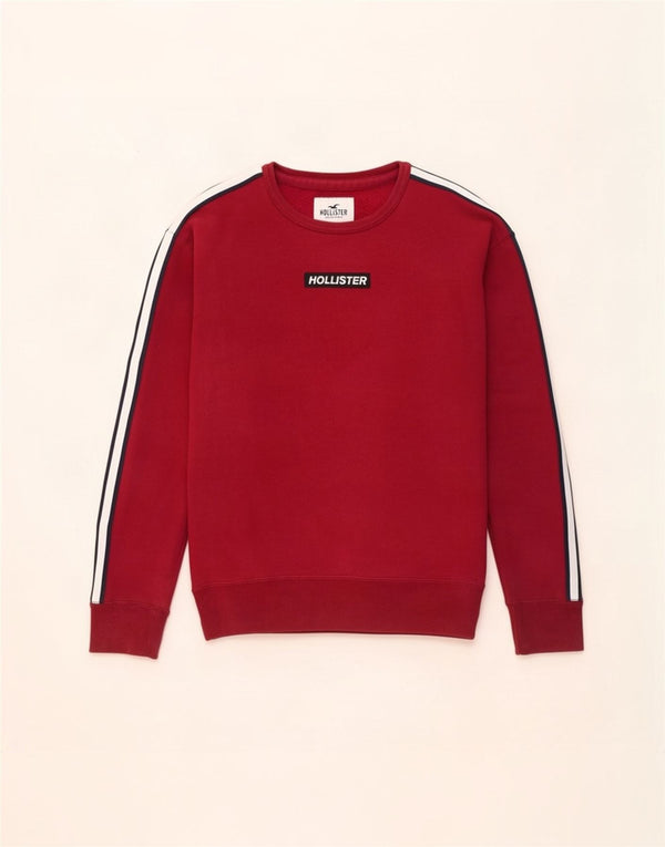 Hollister ανδρικό φούτερ Jumper Large Burgundy Colorblock Βαμβακερό