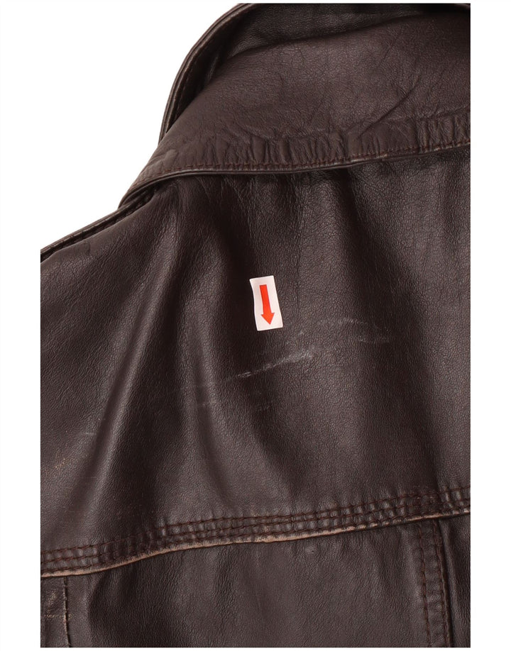 Superdry Ανδρικό Δερμάτινο Μπουφάν UK 40 Large Brown Δερμάτινο