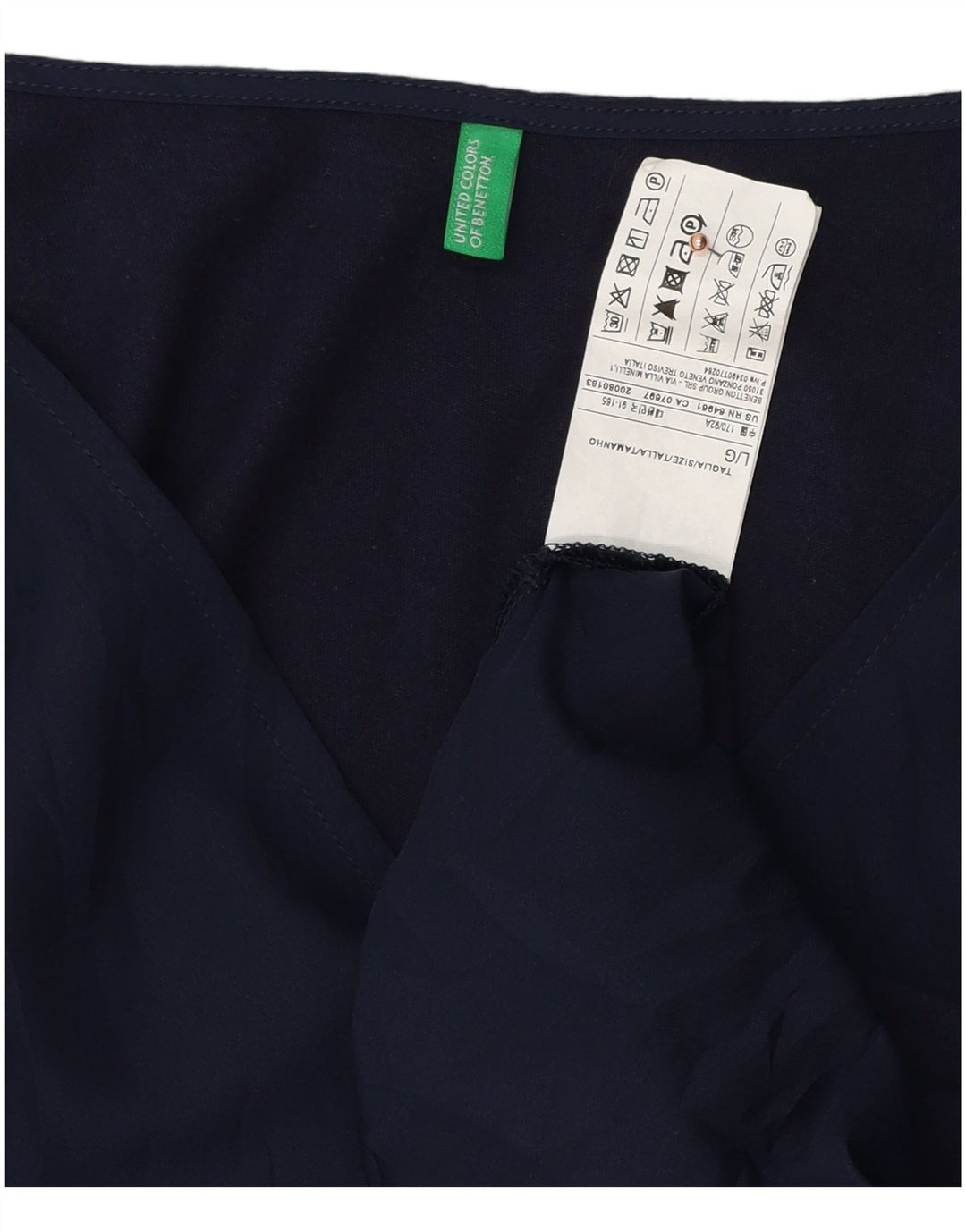 BENETTON Γυναικείο μπλουζάκι 3/4 μανίκια UK 16 μεγάλο navy μπλε βαμβακερό