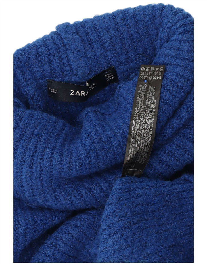 Zara γυναικείο πουλόβερ υπερμεγέθη ρολό λαιμόκοψη UK 14 μεσαίου μπλε ακρυλικό