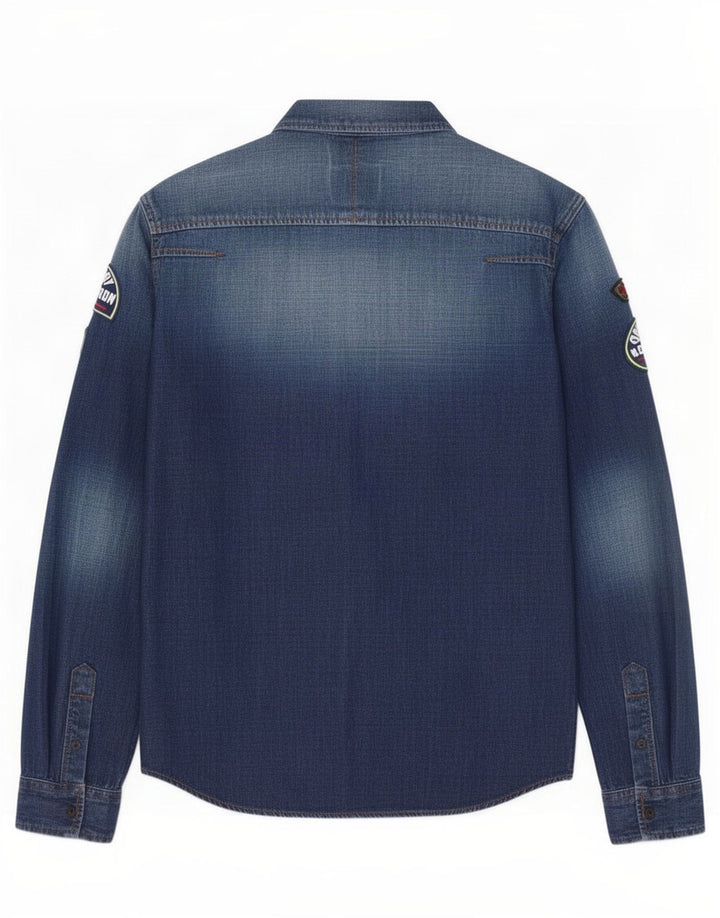 Ανδρικό τζιν πουκάμισο Superdry, μικρό μπλε βαμβακερό
