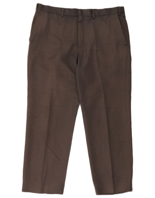 Marks & Spencer Mens Straight Chino Trousers W36 L29 Grey Polyester
