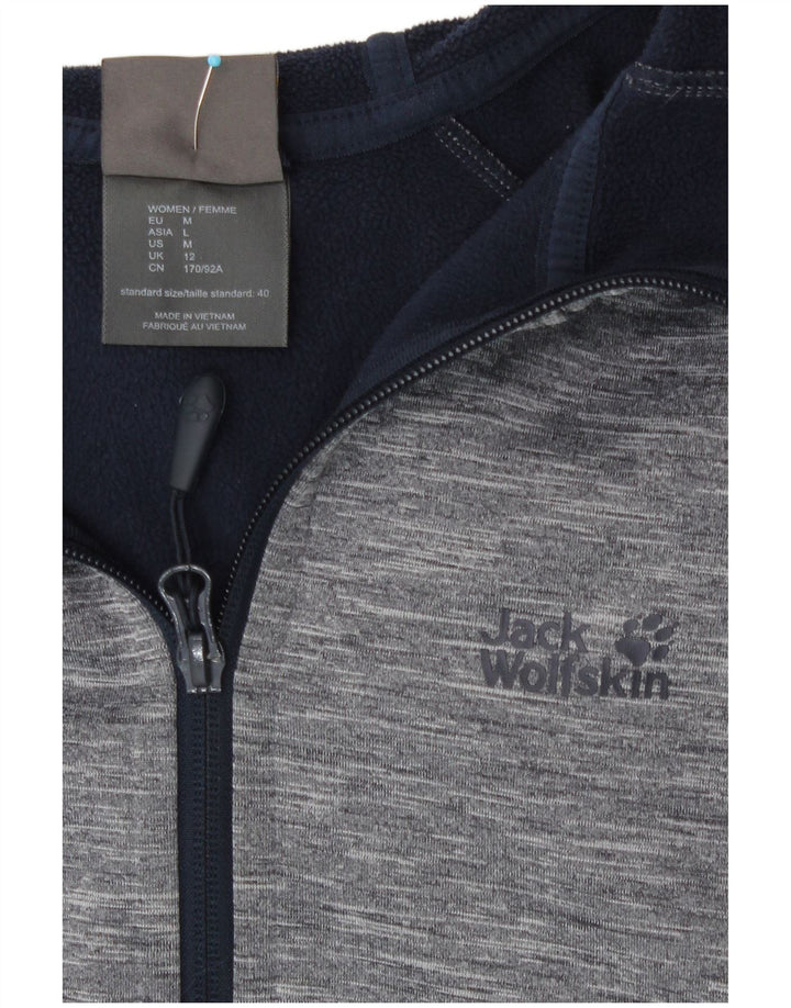 Jack Wolfskin γυναικείο πουλόβερ με φερμουάρ UK 12 μεσαίου μήκους γκρι με λυγίδες πολυεστέρα