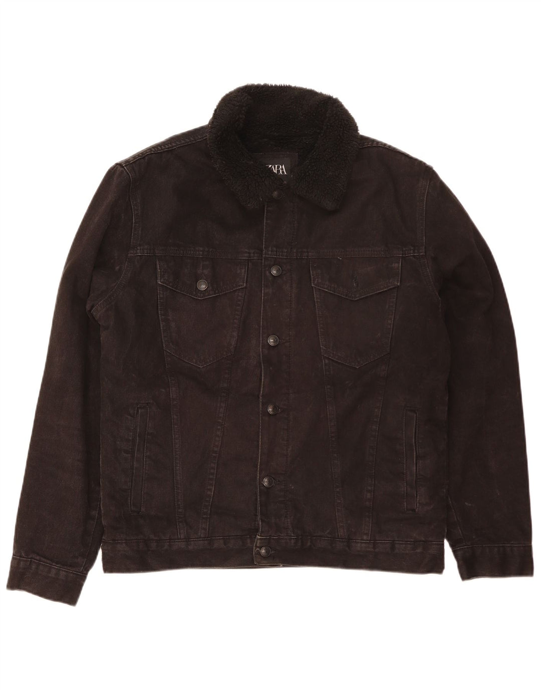 Zara Ανδρικό Τζιν Σέρπα Μπουφάν UK 42 XL Μαύρο Πολυεστέρας