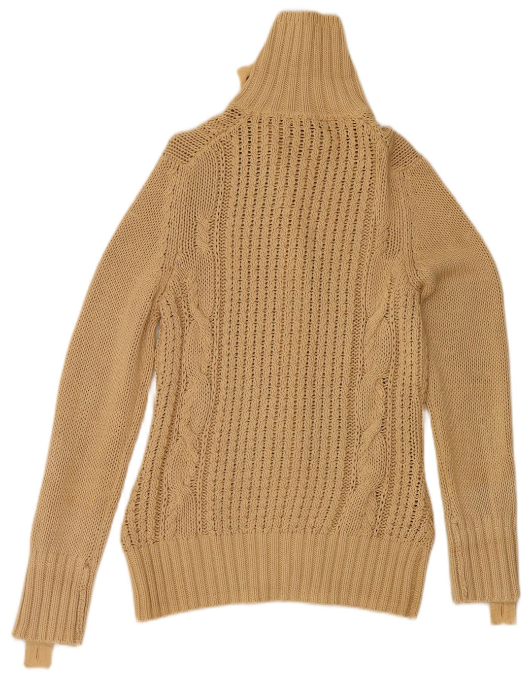 Massimo Dutti Γυναικείο πουλόβερ ζακέτα UK 12 μεσαίο μπεζ βαμβακερό