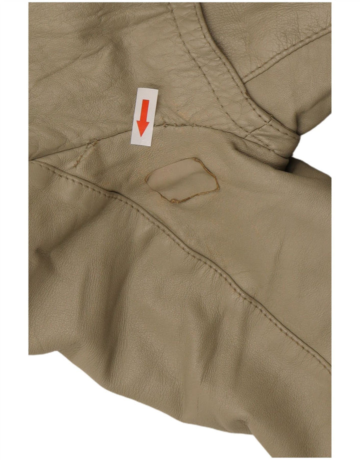 Vintage Γυναικείο Δερμάτινο Παλτό UK 12 Medium Beige