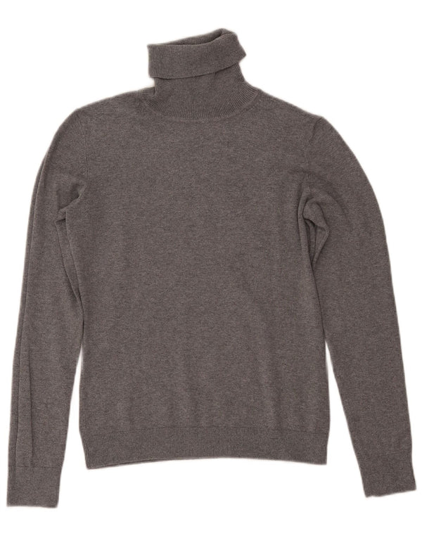 TOMMY HILFIGER Γυναικείο πουλόβερ με ρολό λαιμόκοψη UK 10 μικρό γκρι βαμβακερό