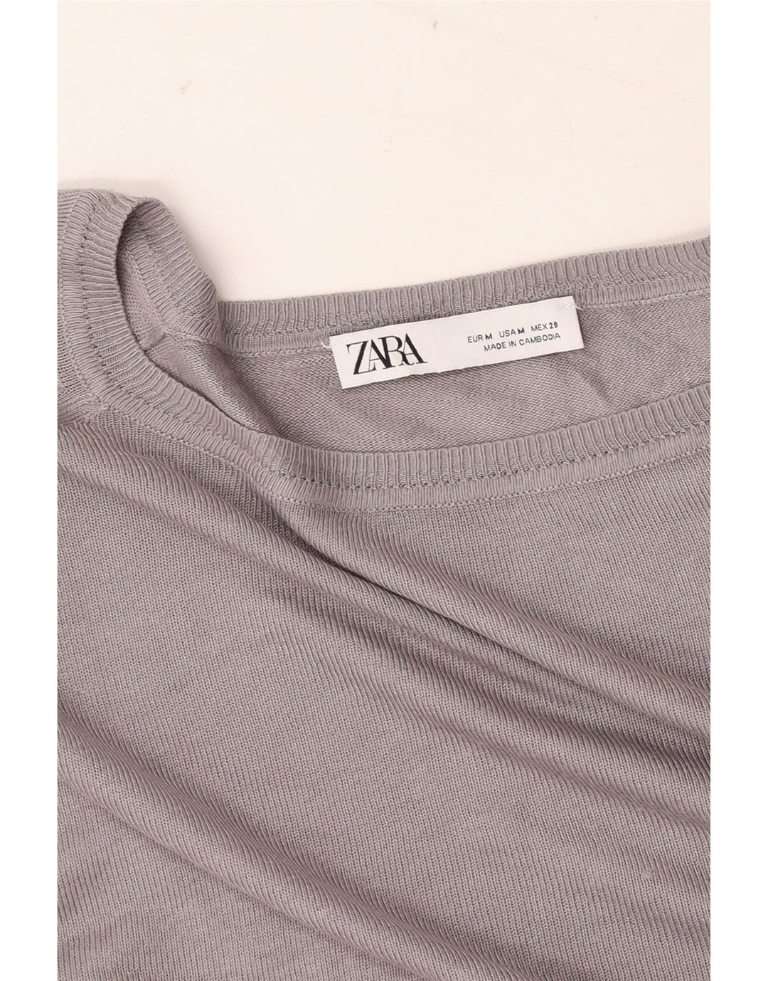 ZARA Γυναικείο πουλόβερ με λαιμόκοψη μεγάλου μεγέθους σκάφους UK 14 Medium Grey