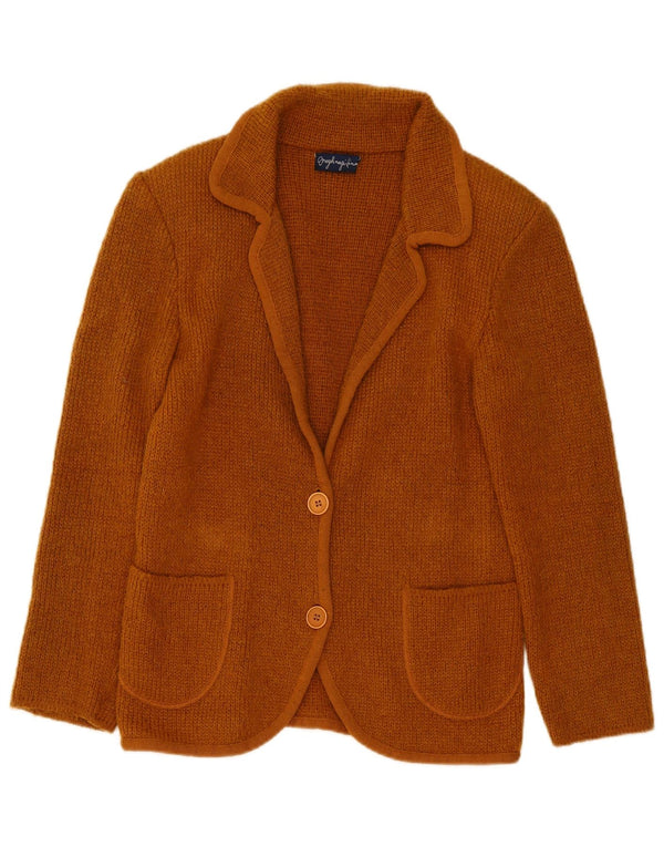 Vintage γυναικείο πλεκτό μπουφάν με 2 κουμπιά Blazer UK 14 Medium Brown