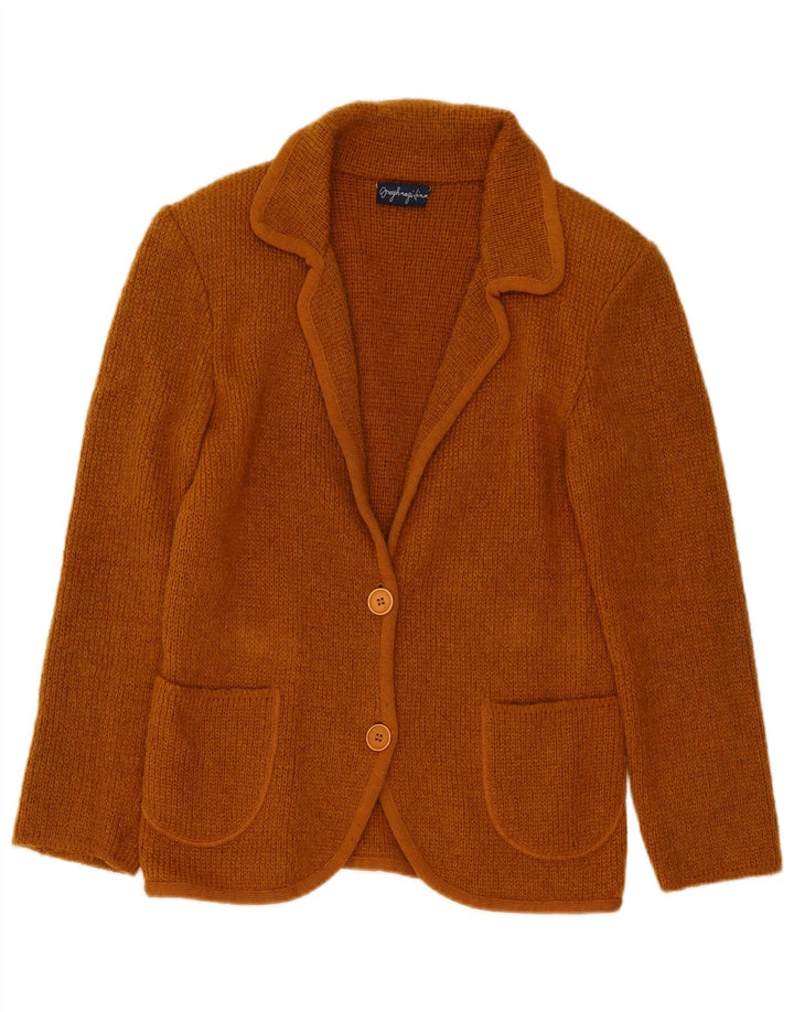 Vintage γυναικείο πλεκτό μπουφάν με 2 κουμπιά Blazer UK 14 Medium Brown