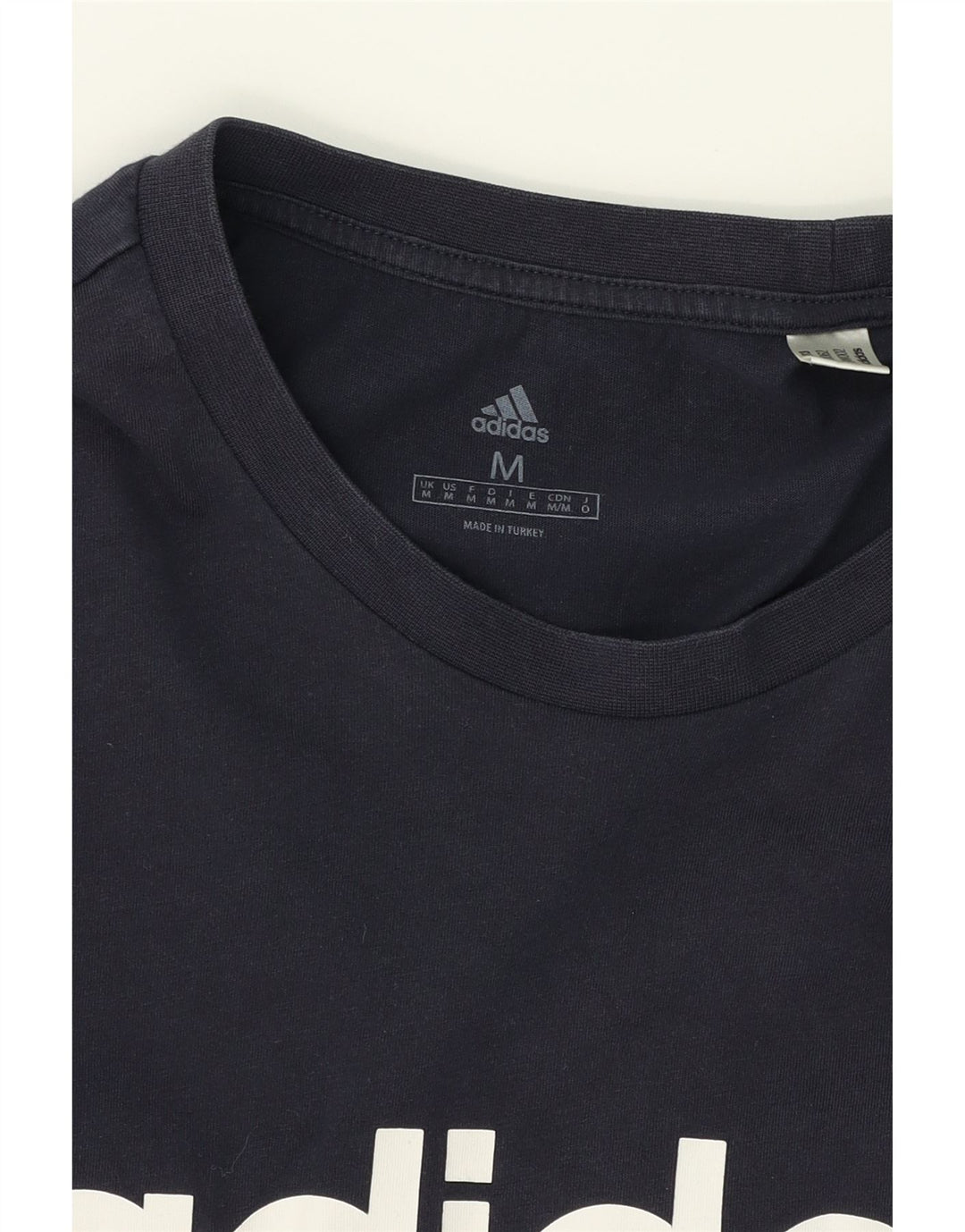 ADIDAS Mens Graphic T-Shirt Top Medium Navy Blue Cotton Vintage Adidas and Second-Hand Adidas from Messina Hembry 