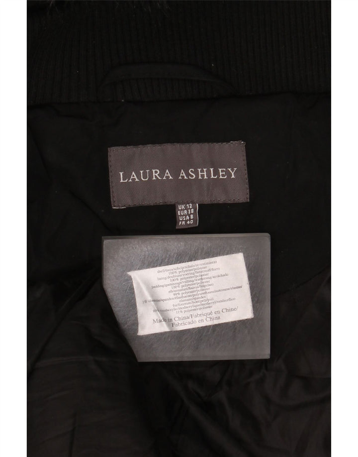 Laura Ashley Γυναικείο παλτό με κουκούλα UK 12 μεσαίο μαύρο πολυεστέρα