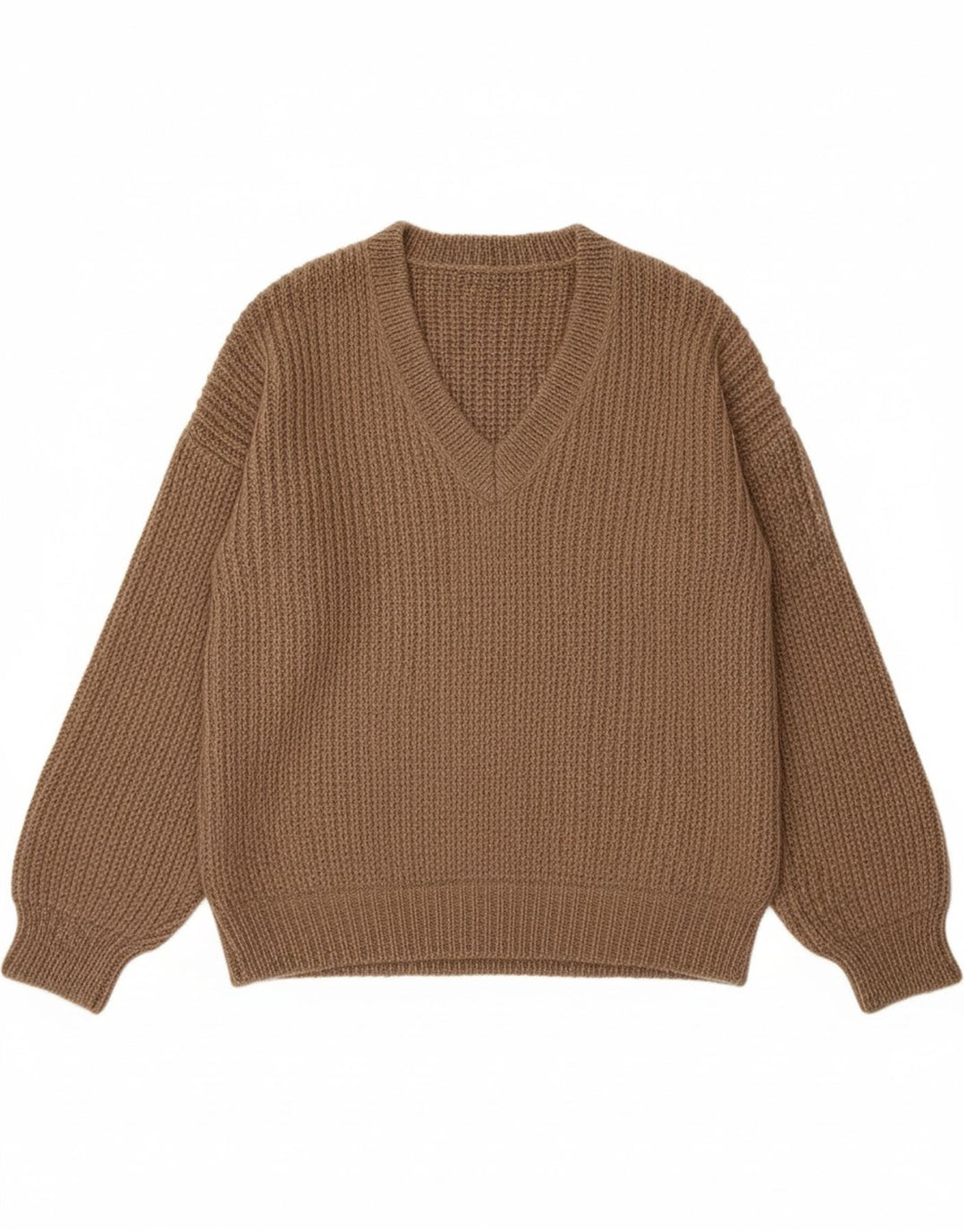 VINTAGE Mens V-Neck Jumper Sweater Medium Brown