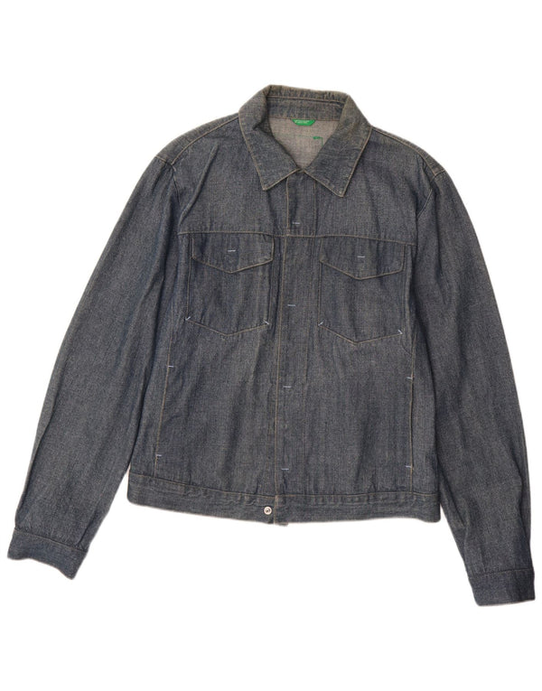 Ανδρικό τζιν μπουφάν Benetton UK 40 Large Navy Blue Cotton