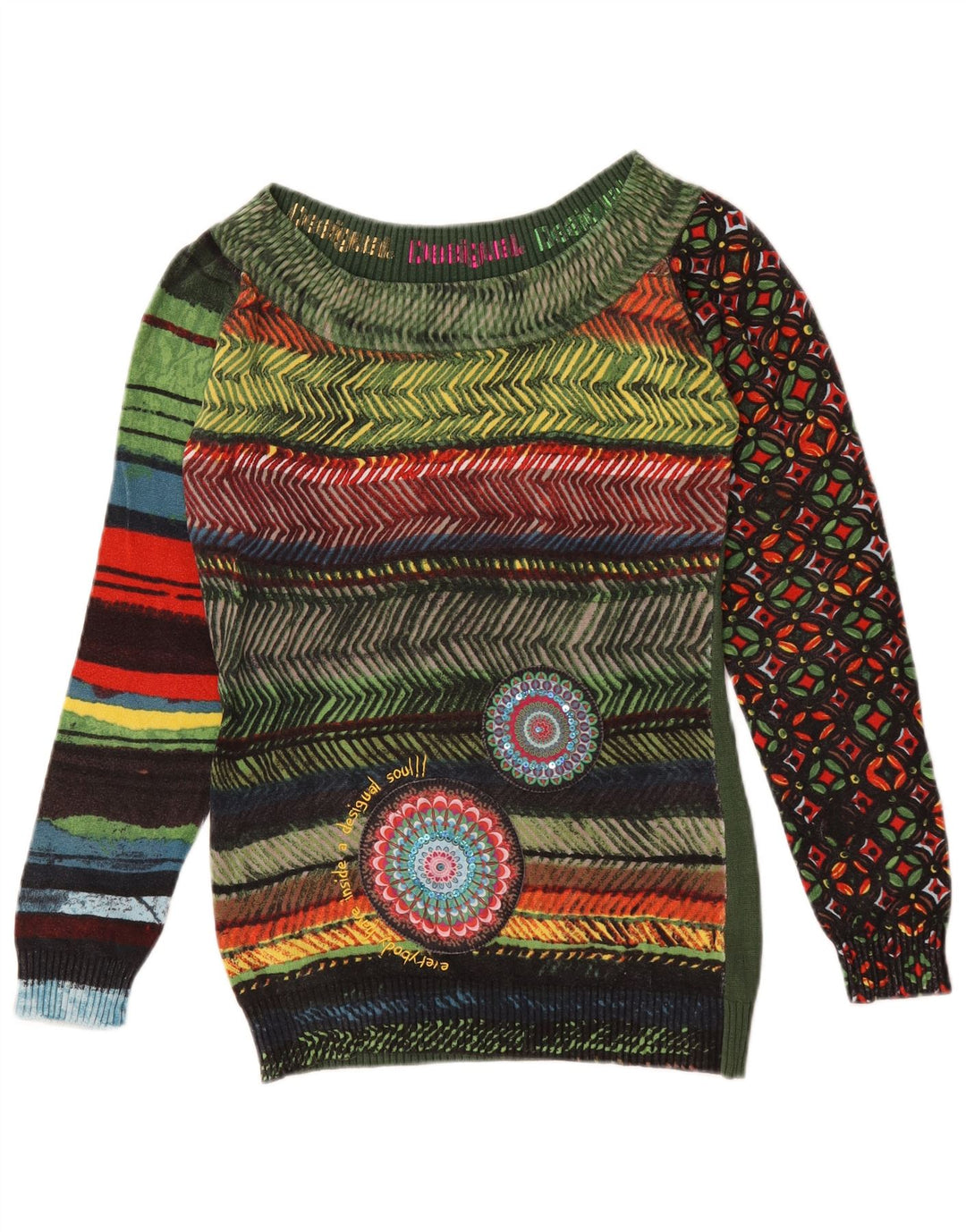 Γυναικείο πουλόβερ Desigual Boat Neck Jumper UK 14 Medium πολύχρωμο