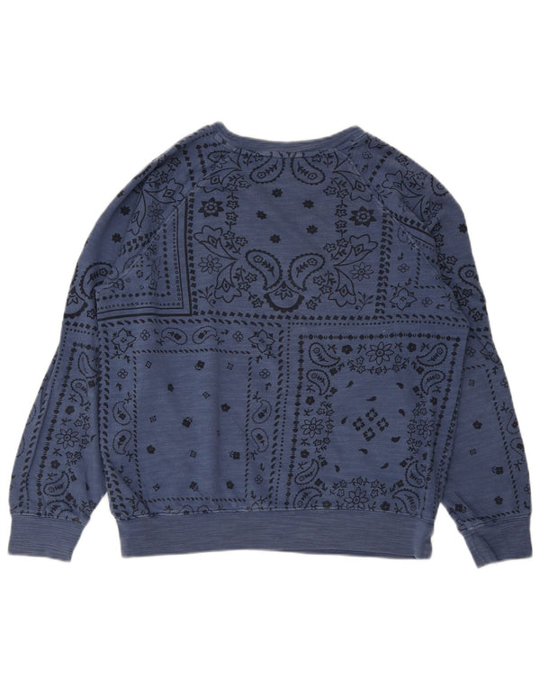 Marks & Spencer Womens Oversized Sweatshirt Jumper UK 10 Small Blue Paisley