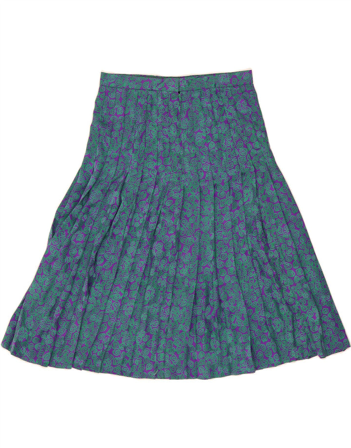VINTAGE Womens Abstract Pattern Knife Pleated Skirt W30 Medium Blue Vintage Vintage and Second-Hand Vintage from Messina Hembry 
