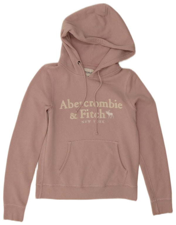 Abercrombie & Fitch Γυναικεία γραφικά μπλουζάκια με κουκούλα UK 10 Small Pink Cotton