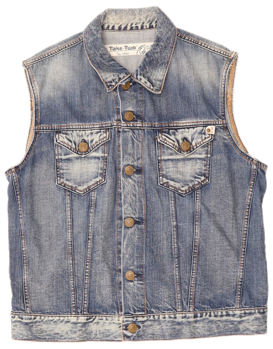 TAKE TWO Boys Denim Gilet 13-14 Years XL Blue Cotton